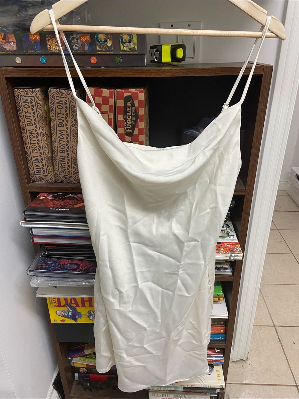 Urban Outfitters White Satin Slip Dress with Spaghetti Straps